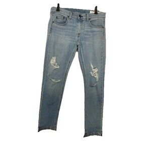 Rag N Bone Womens 27 Dre Capri Light Wash Denim Crop Jeans Distressed Rag & Bone